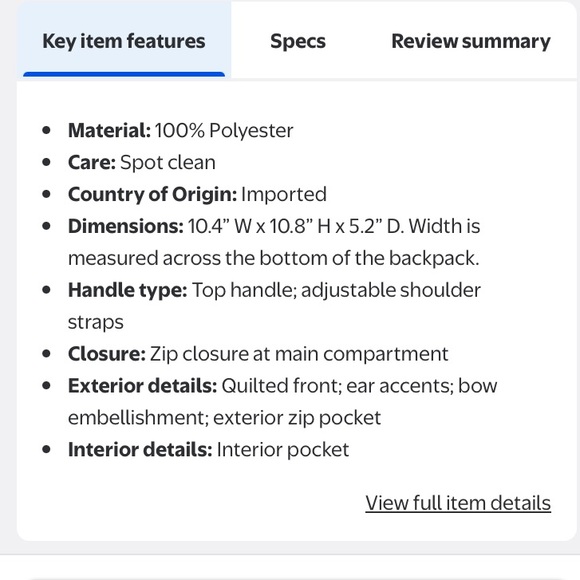 Minnie Mouse quilted sequin mini back pack - Picture 5 of 11